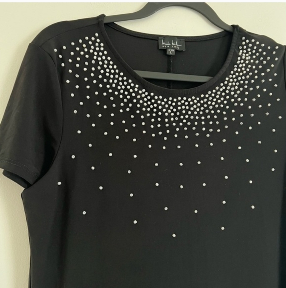 Nicole Miller Black Beaded/Embellished Women's Top - Picture 2 of 4